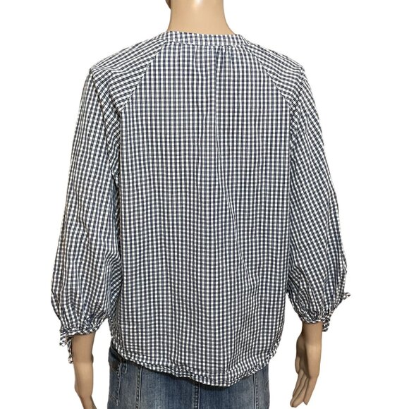 Free Assembly Plaid Blue White Button Down Shirt Size Small - Picture 3 of 3